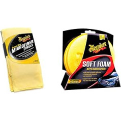 Meguiar's X2020EU Supreme Shine Microfibre Cloth, Pack of 3 & X3070 Soft Foam Applicator Pads Application Sponge, Pack of 2