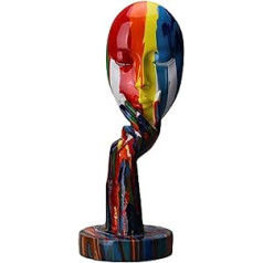 suruim Simple Creative Colorful Women Face Sculpture Thinker Lady Sculpture Abstract Characters Craft Ornaments Home Office Living Room Study Decorations (Small 30cm)