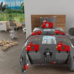 Soleil d'ocre, Duvet Cover Set 140 x 200 cm Fire Brigade Grey, 100% Cotton, 57 Threads/cm2