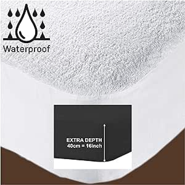ARITRADERSLTD Waterproof Terry Mattress Protector Hotel Quality Polycotton Fabric PU Coated Full Elastic Edge Extra Deep Knitted Polyester King Size 40cm