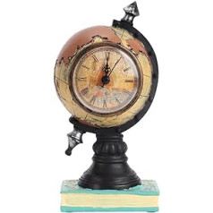 Alvinlite Vintage Globe Shaped Resin Table Clock, Clock Globe Decor Mini World Globe Clock Ornaments for Study Living Room Office Decorations