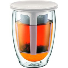 Bodum TEA FOR ONE Teeglas mit Kunststofffilter (Doppelwandig, Isoliert, 0,35 liters) cremefarben, 1 Stück (1er Pack)