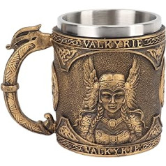 Mumusuki Viking Beer Tankard Stainless Steel Double Layer Drinking Mug Coffee Cup Gothic Decor Party Decoration Drinking Vessels Gift for Men Pirate Pattern