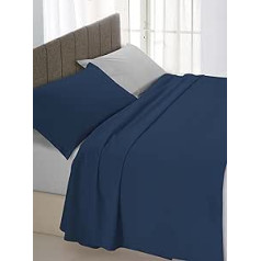 Italian Bed Linen Double, Baumwolle, Blau/Grau, 250 x 300 cm