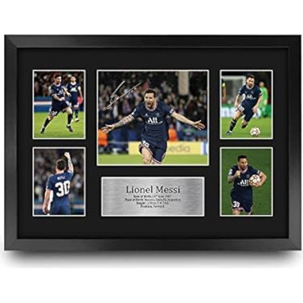 HWC Trading FR A3 Lionel Messi PSG Gifts Signed Autograph Photo Display For Football Fans And Fans - A3 Framed
