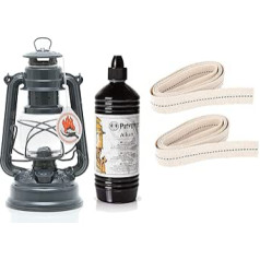 Feuerhand Baby Special 276 Storm Lantern Starter Set with 1 Litre Alkane and 2 Replacement Wicks (Anthracite Grey)