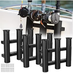 3 Pieces Fishing Rod Holder Holder Tube 3 Rod Rack Wall Mounted 10.8 Inch Fishing Rod Holder for Boats with Screws Nuts Side Mount for Boat Truck Kayak Garage (Black)