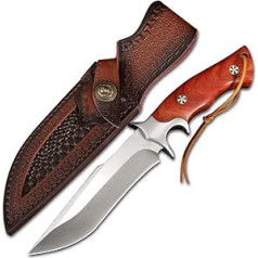 Astylway Outdoor Knife Fixed M390 Steel Hunting Knife with Wooden Handle Sharp Brown Survival Knife with Leather Sheath for Men Camping Hunting Hiking Adventure