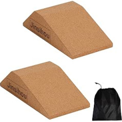 Squat Wedge Block Non-Slip Slant Board Calf Stretcher Set of 2 Ankle Knee Leg Straightener Heavy Duty Cork Ramp for Heel Raised Squats, ATG Split Squat, Deadlift, Lungs, Yoga, Pilates, Push