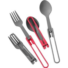 MSR Folding Spoon & Fork Kit, 4 Pieces, Red/Grey