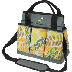 MORROWIND Oxford Fabric Garden Tool Bag with Pockets & Adjustable Shoulder Strap, Garden Storage Bag with Zip Pocket for Yard Gardening, Green Floral