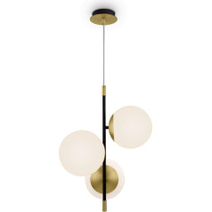 Nostalgia MOD048PL-03G Modern Pendant Light 3-Bulb Glass Ball Matte Glass White Bronze Metal Height Adjustable for Living Room Dining Room Bedroom Excl. 3 x E14 40 W