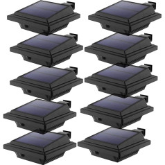 KEENZO LED Solar Gutter Light, Solar Lights for Outdoors, 25 LEDs Solar Light, Auto On/Off, Black, Warm White Light (Set of 10)