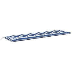 vidaXL Garden Bench Cushion Blue and White Striped 200 x 50 x 7 cm Fabric