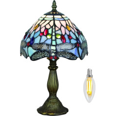 Kinbolas 8 Inch Table Lamp Tiffany Style Stained Glass Lampshades Vintage Desk Lamp Small Bedside Lamp Bedroom Living Room Office Reading Antique Art Deco (Colour: G-4)