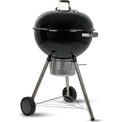 MasterCook Charcoal Grill, Diameter Grill 57 cm, Grill with Wheels and Lid, Charcoal Grill with Thermometer and Ash Collection System, Height of Ground Grille 78 cm (Ketty Black)