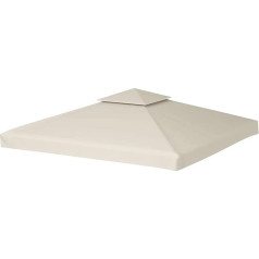 Vigevee Replacement Roof for Gazebo 3 x 3 m Gazebo Roof Waterproof Double Roof Protective Cover Beige Replacement Cover Roof Cover for Garden Gazebo