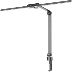 Hansa Flow LED Screen Light, Anthracite, 5 Colour Temperatures Selectable, 2700-6000 Kelvin, Dimmable, Light Sensor, Memory Function, Shut-Off Function, Table Clamp