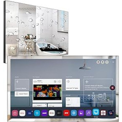 Soulaca 28 Inch 4K UHD Smart TV for Bathroom, Digital/Analog Tuner, Mirror Panel, Magic Remote, Waterproof, Netflix, Built-in Speaker, 2023 Model