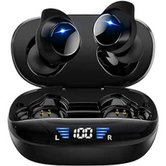 Xmenha Small Wireless Headphones Bluetooth 5.3 Earphones In-Ear with Microphone for iPhone Android Waterproof IPX7 Wireless Earbuds Deep Bass LED Display Charging Case for Work Sports Running Gym