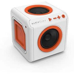 allocacoc audioCube Portable EU, Bluetooth Akku Lautsprecher im Cube Design, weiß / orange