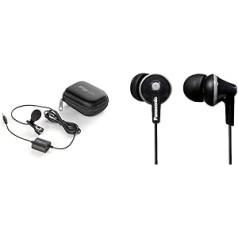 IK Multimedia iRig Mic Lav & Panasonic RP-HJE125E-K In-Ear Headphones - Three Pairs of Fit Pieces, 10-24,000 Hz, 1.1 m Cable, Black