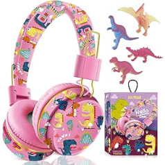 JYPS Bluetooth Kopfhörer Kinder, Dinosaurier Kopfhörer Kabellos Kinder mit Kabel, Bluetooth Kopfhörer Over Ear für Mädchen/Jung mit Mikrofon, Schule Kleinkind Kopfhörer ab 3-10 Jahre, für iPad/Tablet