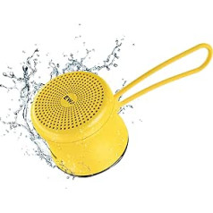 EWA A119 Mini Bluetooth Speaker with Neck Strap, Small Speaker with Bass Spotlight, IPX7 Waterproof, Tiny but Powerful, Wireless Metal Speaker for Home, Office, etc. (Yellow)