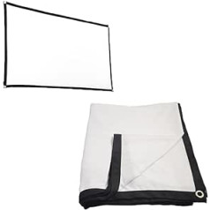 zalati Projector Screen Portable Indoor Outdoor 16/9 Polyester Soft Outdoor Camping Folding High Contrast Hole Grommets 60