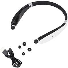 Bluetooth Headphones, SX-991 Foldable Neck Hanging Type Telescopic Headset Wireless Bluetooth Headphones with Microphone for Noise Cancelling Earbuds (Black/White)