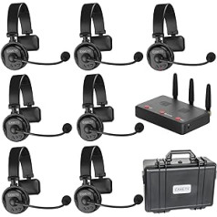 Came-TV 7-Pack Wireless Waero Intercom Headset Full Duplex Intercom Communication System Distance up to 1200 Feet with Microphone ENR Noise Cancelling and Mute Function