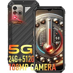 Ulefone Armor 18 Ultra 5G Outdoor Smartphone 24G + 512GB ROM/SD-2048GB Outdoor Mobile Phone without Contract 9,600mAh Battery 66W Display 6.58 Inch 108MP + 32MP Camera Android 13 Dual SIM IP68