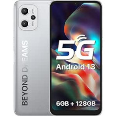 UMIDIGI F3 Pro 5G Smartphone (2023), 6GB + 128GB Android 13 Mobile Phones, 6.6 Inch FHD+ Screen, 48MP + 16MP Camera, 6000mAh Battery Android Smartphone, Face ID/Dual 5G/NFC/FM/GPS, Silver