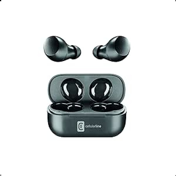 cellularline Wink Bluetooth 5.0 HiFi Stereo Headphones with Charging Case Total Autonomy of 25 Hours Charging 2 Hours Bin 10 m Black
