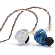 LINSOUL KZ ZSN Pro Dual Driver 1BA + 1DD Hybrid Metal Earphones HiFi In-Ear Monitor with Detachable 2Pin Cable, Zinc Alloy Panel (without Mic, Blue)