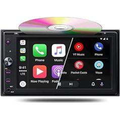 BOOMBOOST Autoradio Bluetooth 2 DIN 6,2 Zoll mit CD/DVD-Player, CarPlay Wireless und Android Auto Autoradio Touch Screen Unterstützt FM/AM Mirror Link USB/TF/AUX