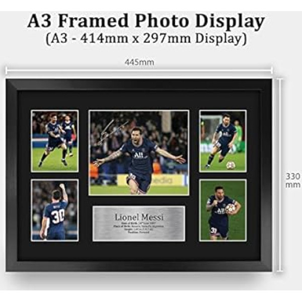 HWC Trading FR A3 Lionel Messi PSG Gifts Signed Autograph Photo Display For Football Fans And Fans - A3 Framed