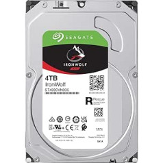 Seagate IronWolf ST4000VN006 4TB Internal Hard Drive NAS HDD 3.5 Inch 5400 RPM CMR 64 MB Cache SATA 6GB/s Silver incl. 3 Year Rescue Service FFP