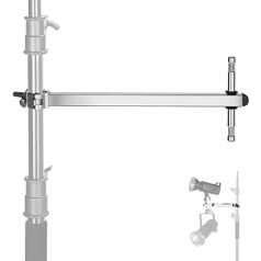 NEEWER Offset Arm with Clamp and Two 5/8 Inch Baby Pins for LED Video Light Studio Flash, 46 cm Stainless Steel Boom Grip Arm for Diameter 1.2-1.4 Inch Centre Column Photo Light Stand, Max Load 22