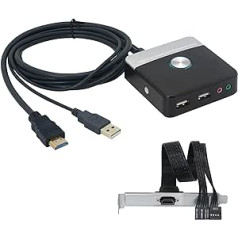 GELRHONR PC Power Switch External Reset Switch for Desktop Computer, Reset Button with HDMI Port, HDD Key Switch with Two USB Ports, On/Off Switch with Audio Ports for Home