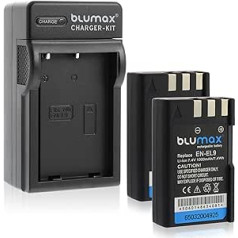2 x Blumax Battery for Nikon EN-EL9 / EN-EL9e / EN-EL9a 1000 mAh + Charger for EN-EL9 / EN-EL9e / EN-ELa Compatible with Nikon D40-D40X-D60-D3000-D5000
