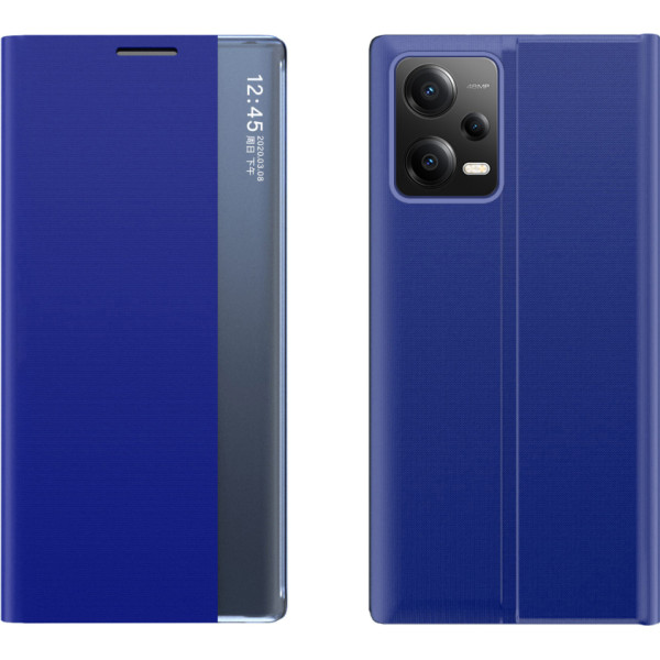 Korpusa vāciņš ar atloku un statīvu priekš Xiaomi Redmi Note 12 5G / Poco X5 5G New Sleep Case zils