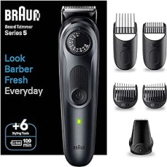 Braun BT5450 Beard Trimmer, Trimmer/Hair Trimmer for Men, Hair Trimmer with Ultra Sharp Blade, 40 Length Settings, Bag, 100 Minutes Wireless Runtime, Valentine's Day Gift for Him