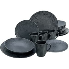 CreaTable, Vesuvio 20537 Black Crockery Set 16 Pieces