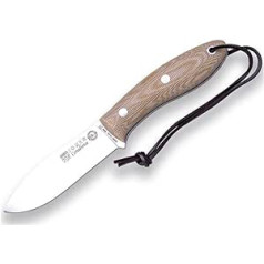 Joker Canadiense CM114 Survival Knife with Brown Canvas Micarta Handle, 10.5 cm SANDVIK 14C28N Blade, Brown Leather Sheath Tool for Fishing, Hunting, Camping and Hiking