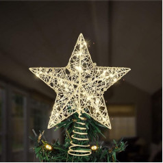 Toyvian Christmas Tree Topper, Christmas Ornaments, Illuminated Wire, Christmas Tree Star for Christmas Tree Decorations (12 inch, Gold)