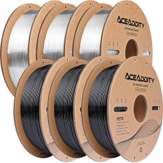 Aceaddity PETG Filament, 1.75mm 3D Printer Filament, Dimensional Accuracy +/- 0.02mm, 1kg 3D Printing Filament (3kg Black + 3kg Clear)