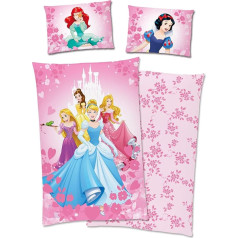 Disney Princess Princess Ariel Cinderella Rapunzel Belle Aurora Bed Linen 40 x 60 cm + 100 x 135 cm 100% Cotton with Zip