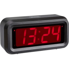 TFA Dostmann Roxy 60.2024.10 Digital Alarm Clock, with Snooze Function, with Alarm Function, Energy-Saving LED Technology, Anthracite, L 130 x W 41 x H 65 mm