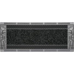 Home2Fashion PUR CenterClean XL TPE-VC 100% Sustainable Door Mat, Dirt Trapper Mat, Narrow, Indoor and Outdoor Use, Anthracite Metallic, Surface Approx. 75 x 30 cm, Floral Detail, 284633